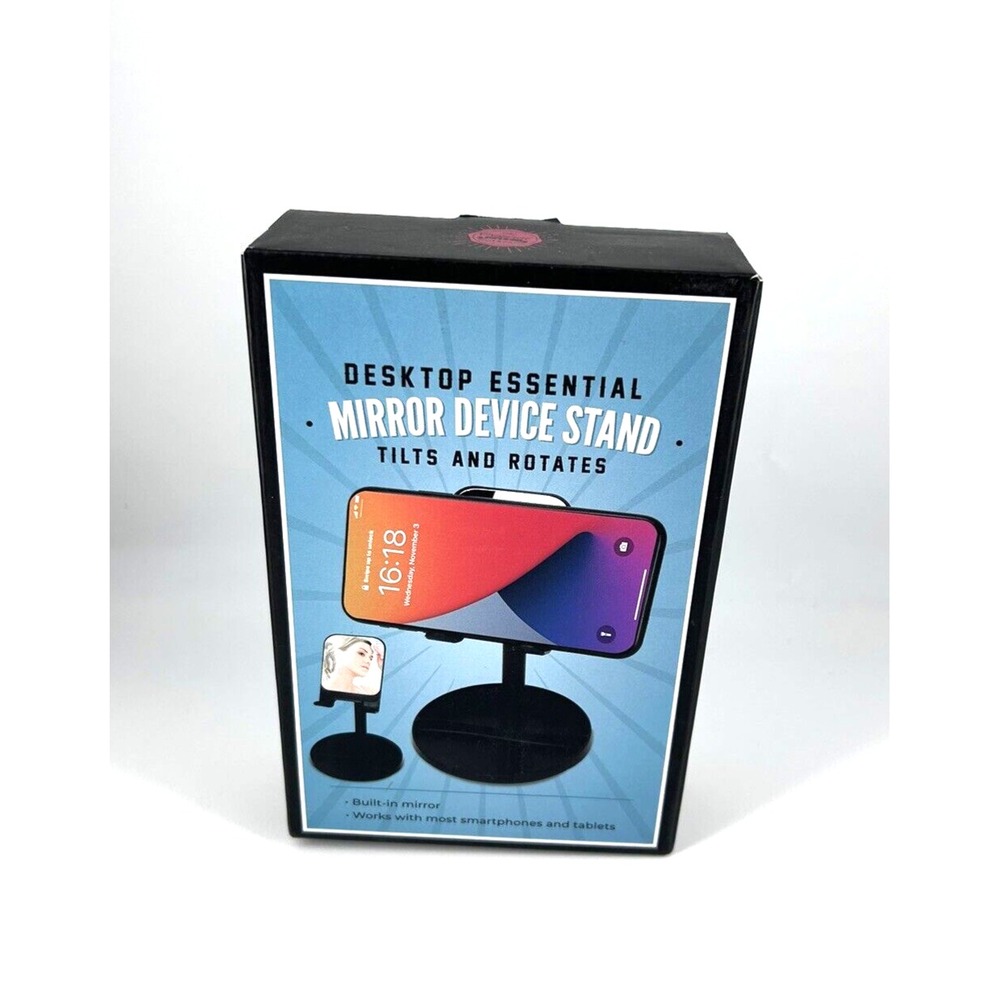 Desktop essentials Mirror & Cell Phone or Tablet Stand, Tilts‎ & Rotates New